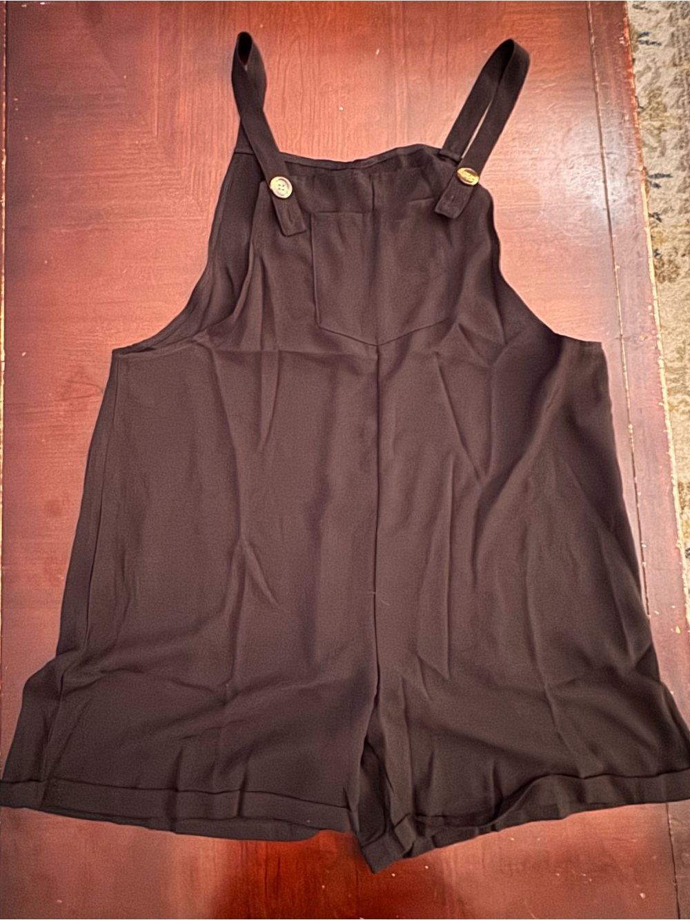 Black Button-Strap Romper
